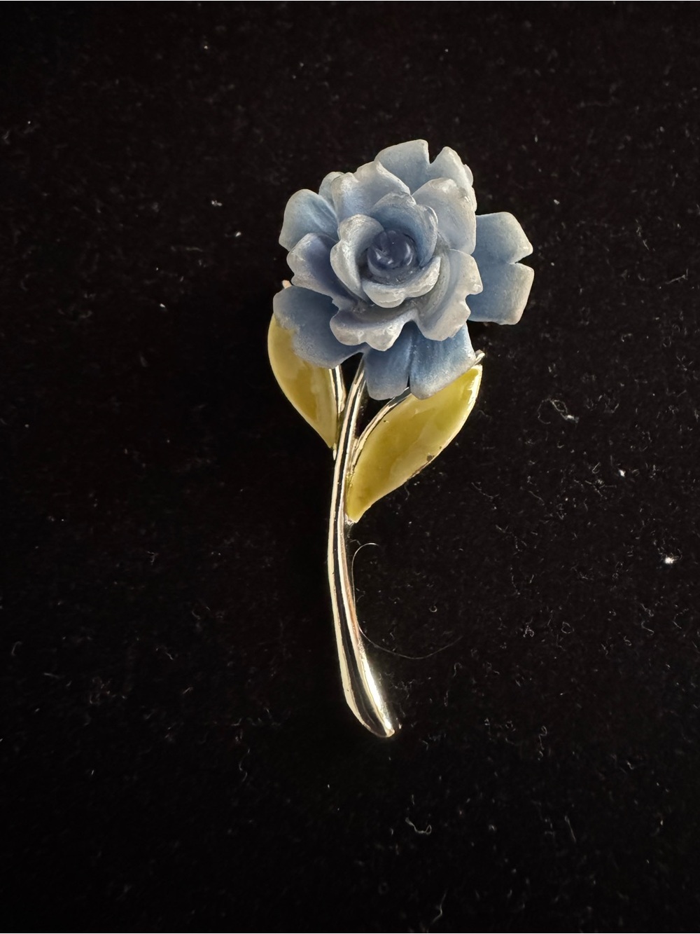 Vintage Jonette Jewelry (J.J.) Blue Resin Rose Brooch